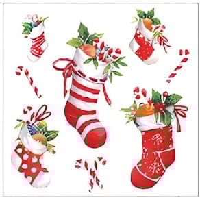 Servietten AMBIENTE Weihnachtsmotiv Strümpfe, 25x25cm, 3-lagig,