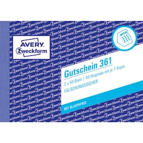 Gutscheinheft Avery Zweckform 361, A6 quer, 2x50 Blatt