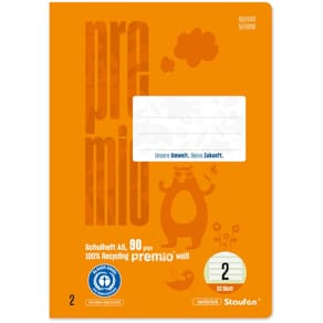Schulheft Staufen Premio, A5, 32 Blatt, 4 mm liniert, orange