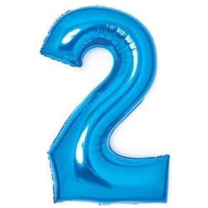 Folienballon Zahl 2, blau