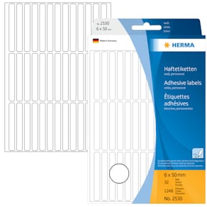 Vielzweck-Etiketten HERMA, 6 x 50 mm, 1248 Stück, weiß