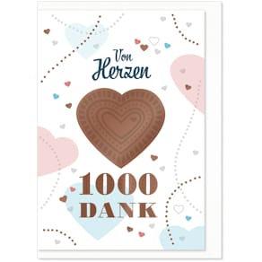Dankkarte KOMMA³ Herz, mit Umschlag, bunt
