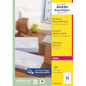 Etikett AVERY QuickPEEL 63,5x38,1mm 2100/FP