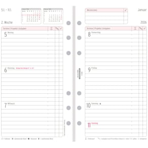 Kalendarium CHRONOPLAN Midi 2026, weiß, 96 x 172 mm, 6-fach Loch