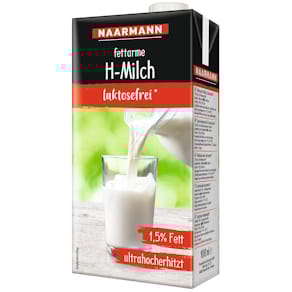 H-Milch Naarmann laktosefrei, 1,5% Fett, 12x1L
