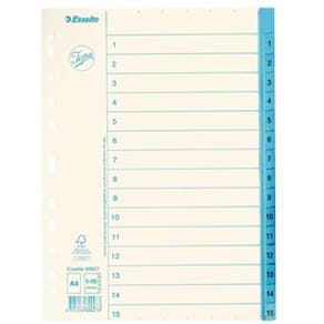 Pärmregister JOPA Papper A4 1-15, blå flik, 10st