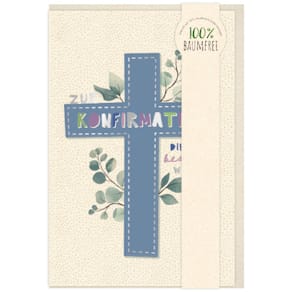 Konfirmationskarte Green Line, 11,5 × 17 cm, mit Kuvert (5 Stück)