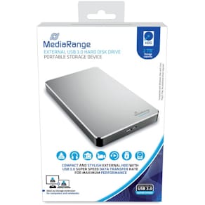 Externe Festplatte MediaRange, 2 TB, silber