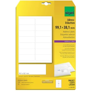 Adressetikett Sigel, 99,1 x 38,1 mm, weiß