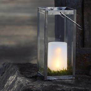 Blockljus STAR T LED Flame 14,5cm vit