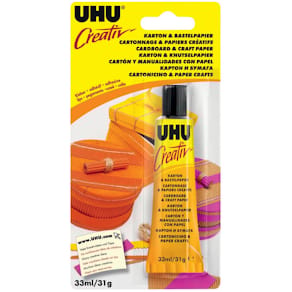 Bastelkleber UHU Creativ Karton & Bastelpapier transparent, 33 ml
