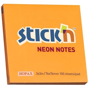 Notes Stick'n neon orange 76x76 mm, 12 blokke