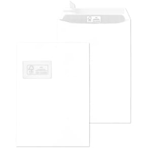 Versandtasche MAILMEDIA C4, 250 Stück, mit Fenster, 100 g/m², wei