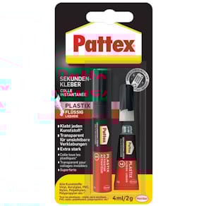 Sekundenkleber Pattex Plastix Flüssig, 2 g + 4 ml
