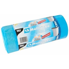 Müllsäcke STARPAK, mit Zugband, LDPE, 120 l, 15 Stück, blau