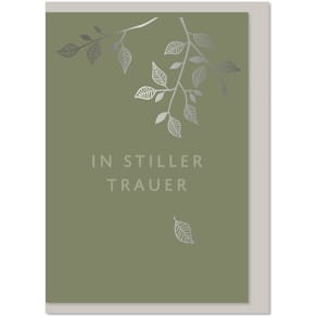 Trauerkarte KOMMA³, geprägt, Heißfolienveredelung, weiß/schwarz, 