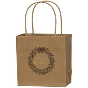 Geschenktragetasche Weihnachten, Kranz, braun