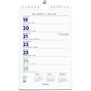Kalender Brepols Wire-O Wand-week, 4-talig, 2026