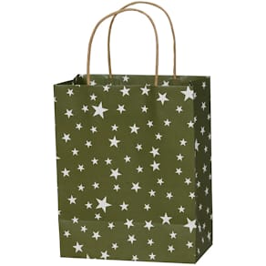 Geschenktragetasche Noname Sterne, grün/weiß, 25x20x11 cm