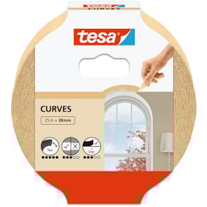 Kreppband tesa Kurven, beige, 25 m x 38 mm