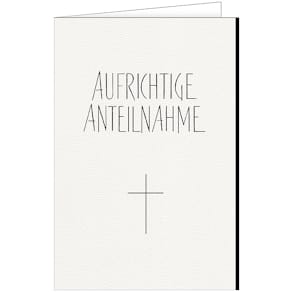 Trauerkarte, weiß/schwarz, 11,5x17cm, inkl. Umschlag