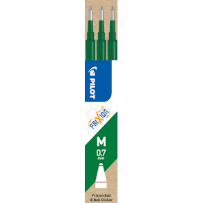 Refill Pilot FriXion Clicker sletbar, 0,7 mm grøn, 3 stk