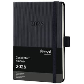 Buchkalender Sigel Conceptum 2026, A6, schwarz