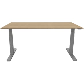 Schreibtisch Q-CONNECT elektr. höhenverstellbar, Eiche/silber
