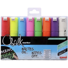 Kridtmarker Uni-ball Chalk 8 mm rund spids, 8 farver, 8 stk