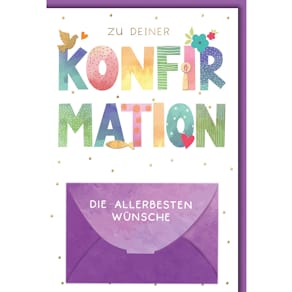 Glückwunschkarte Konfirmation, geprägt, inkl. Umschlag, bunt