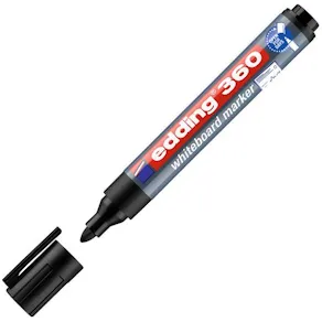 Whiteboardpenna EDDING 360 Svart, torksäker, konisk