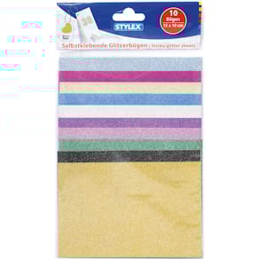 Glitzerpapier Stylex, 15 x 10 cm, 10 Bögen, sortiert