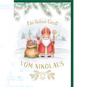 Nikolauskarte, geprägt, mit Umschlag, bunt