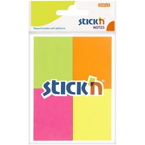 Klæbesedler BNT Stick'n neon, assorteret, 38x50 mm, 12 blokke