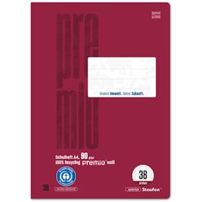 Schulheft Staufen Premio LIN38, A4, 16 Blatt, kariert