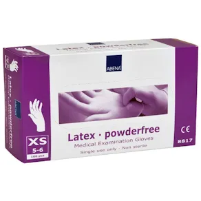Engångshandske Latex XS, Puderfri, 100/fp