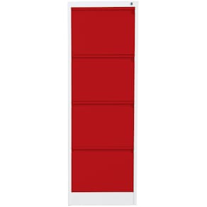 Hängeregistraturschrank PHÖNIX SAFE FC, 4 Schubladen, grau/rot