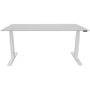 Schreibtisch Q-CONNECT elektrisch höhenverstellbar, grau/weiß