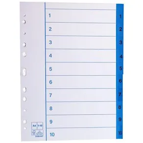 Pappersregister A4 1-10 10/fp