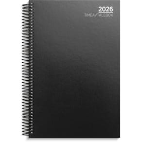 Timeavtalebok GRIEG spiral 2026 sort