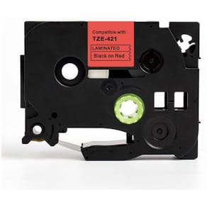 Tape 9mm TZe-421 svart på röd