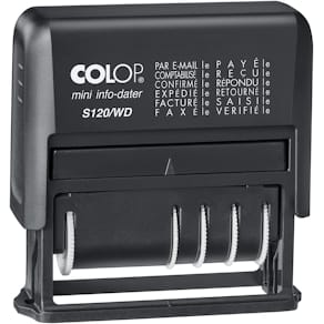 Tekststempel Colop Mini-Info Dater S 120/WD, 12 Franse woorden