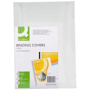 Dekblad Q-CONNECT Lederlook, A4, 250 g/m², 100 stuks, wit