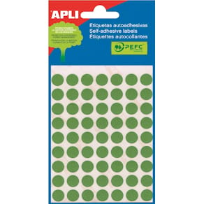 Etiketten Apli, rond, etui, Ø 10 mm, groen, 315 stuks