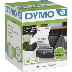 Etiketten Dymo LabelWriter, 102 x 210 mm (DHL), wit, 140 stuks