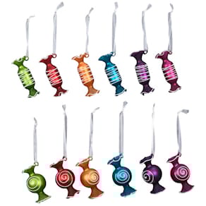 Weihnachtsschmuck Bonbon, sortiert, Glas, 9 cm Hänger