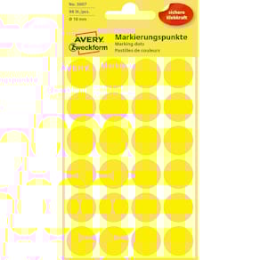 Etiketten Avery Ronde, diameter 18 mm, geel, 96 stuks