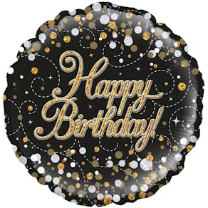 Folienballon OAK TREE Birthday, schwarz & gold, 46 cm