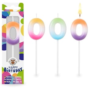 Geburtstagskerze TRENDHAUS Zahl 0, sortiert, 12,8 cm