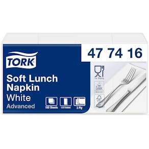 Servett TORK 1/8-vikt 3-lag vit 150/fp